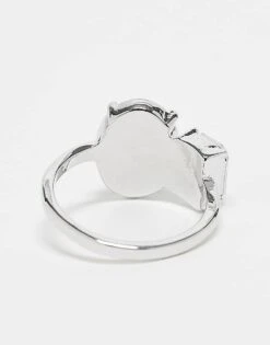 Reclaimed Vintage Unisex Ring With Blue Stones In Silver For Men -Fit Outfits Store 207743844 3