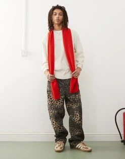 Reclaimed Vintage Oversized Long Sleeve Top In Cream Waffle For Men Charcoal -Fit Outfits Store 207755517 3