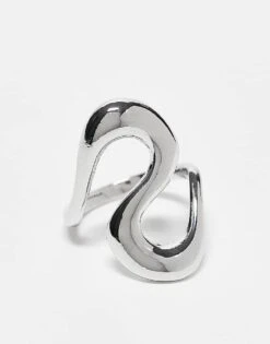 Reclaimed Vintage Unisex Curve Ring In Silver For Unisex -Fit Outfits Store 207761401 1 silver 1