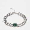 Reclaimed Vintage Unisex Chain Bracelet With Faux Jade Stone In Silver For Unisex -Fit Outfits Store 207761414 1 silver