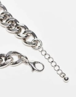 Reclaimed Vintage Unisex Chain Bracelet With Faux Jade Stone In Silver For Unisex -Fit Outfits Store 207761414 3