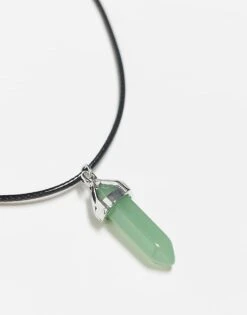 Reclaimed Vintage Unisex 2 Row Necklace With Faux Green Gem For Unisex Multi -Fit Outfits Store 207761417 3