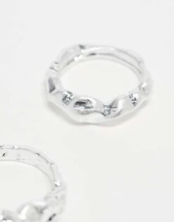 Reclaimed Vintage Unisex Ring 2 Pack In Silver Molten Mental For Unisex -Fit Outfits Store 207761427 3