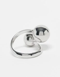Reclaimed Vintage Unisex Wraparound Bubble Ring In Silver For Unisex -Fit Outfits Store 207761484 2