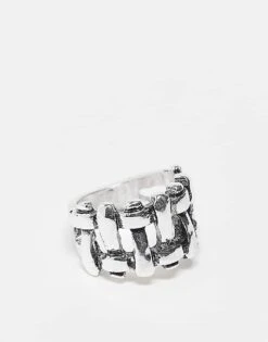 Reclaimed Vintage Unisex Ring With Weave Detail In Burnished Silver For Unisex -Fit Outfits Store 207761493 1 silver 1