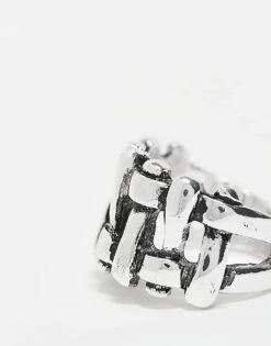Reclaimed Vintage Unisex Ring With Weave Detail In Burnished Silver For Unisex -Fit Outfits Store 207761493 2
