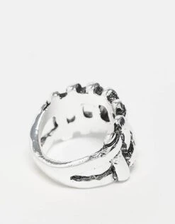 Reclaimed Vintage Unisex Ring With Weave Detail In Burnished Silver For Unisex -Fit Outfits Store 207761493 3