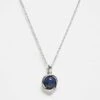 Reclaimed Vintage Unisex Chain With Faux Blue Stone Pendant In Silver For Unisex