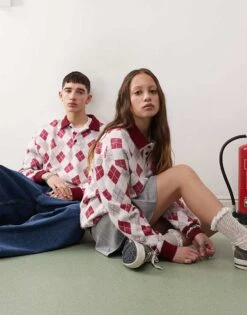 Reclaimed Vintage Unisex Knitted Polo Jumper In Argyle Print For Men Multi -Fit Outfits Store 207798108 1 multi 1