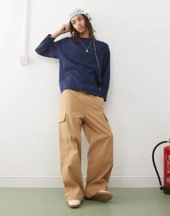 Reclaimed Vintage Long Sleeve Waffle T-shirt In Navy For Men -Fit Outfits Store 207805236 4