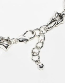 Reclaimed Vintage Unisex Chain Bracelet With Hearts And Stars In Silver For Unisex -Fit Outfits Store 207823198 3