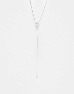 Reclaimed Vintage Unisex Lariyat Necklace With Bead In Silver For Unisex -Fit Outfits Store 207823243 1 silver 1