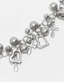 Reclaimed Vintage Unisex Ultimate Charm Necklace In Silver For Unisex -Fit Outfits Store 207823879 3