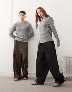 Reclaimed Vintage Unisex Ladder Long Sleeve Top In Grey For Unisex -Fit Outfits Store 207829273 3