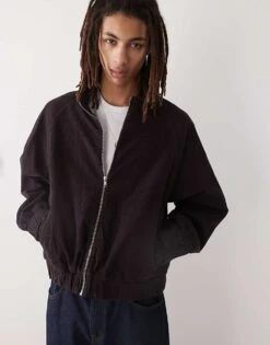 Reclaimed Vintage Cord Boxy Bomber Jacket In Brown For Men -Fit Outfits Store 207835297 1 brown 1