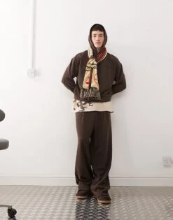 Reclaimed Vintage Knitted Slouchy Oversized Co-ord In Chocolate Marl