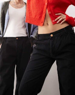 Reclaimed Vintage Unisex Washed Cord Trousers In Black For Unisex Washed Black -Fit Outfits Store 207936664 3