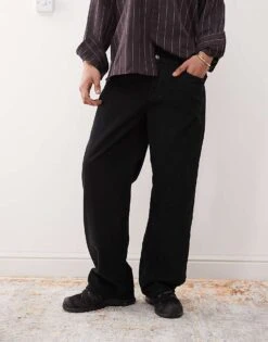 Reclaimed Vintage Baggy Cord Jean In Black For Men -Fit Outfits Store 207936682 5