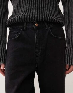 Reclaimed Vintage Relaxed Straight Leg Jeans In Black For Men Washed Black -Fit Outfits Store 207936689 5