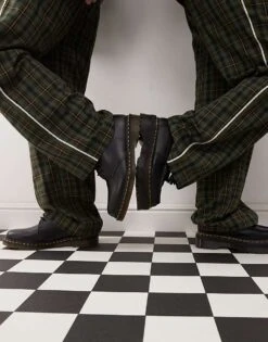 Reclaimed Vintage Unisex Wide Leg Trouser With White Stripe In Green Check For Unisex -Fit Outfits Store 207952227 4