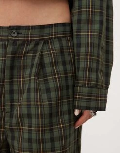 Reclaimed Vintage Unisex Wide Leg Trouser With White Stripe In Green Check For Unisex -Fit Outfits Store 207952227 5