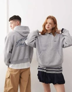 Reclaimed Vintage Unisex Hoodie With Back Logo In Grey Marl For Unisex -Fit Outfits Store 207968920 1 greymarl 1