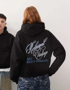 Reclaimed Vintage Unisex Oversized Hoodie With Back Graphic In Black For Unisex -Fit Outfits Store 208014912 1 black 1
