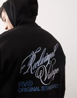 Reclaimed Vintage Unisex Oversized Hoodie With Back Graphic In Black For Unisex -Fit Outfits Store 208014912 3