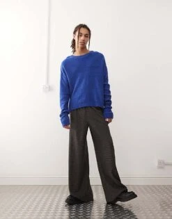 Reclaimed Vintage Crew Neck Knitted Jumper In Cobalt Blue For Men -Fit Outfits Store 208016893 1 cobalt 1