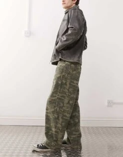Reclaimed Vintage Wide Leg Baggy Camo Print Jeans For Men -Fit Outfits Store 208065902 3
