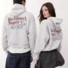 Reclaimed Vintage Unisex Boxy Hoodie With Back Graphic Print In Grey Marl For Men