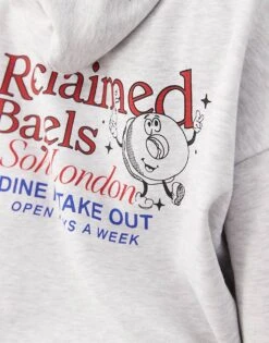 Reclaimed Vintage Unisex Boxy Hoodie With Back Graphic Print In Grey Marl For Men -Fit Outfits Store 208098984 3