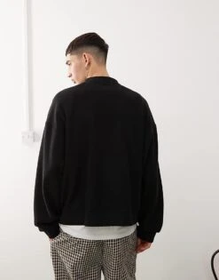 Reclaimed Vintage Soft Touch Relaxed Fit Cardigan In Black For Men -Fit Outfits Store 208102407 3