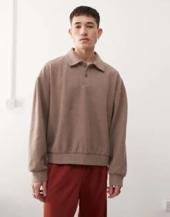 Reclaimed Vintage Soft Touch Relaxed Fit Polo Shirt In Neutral For Men Beige