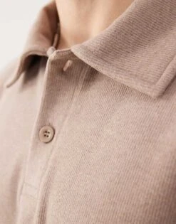 Reclaimed Vintage Soft Touch Relaxed Fit Polo Shirt In Neutral For Men Beige -Fit Outfits Store 208102413 4