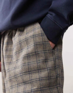 Reclaimed Vintage Unisex Pull On Trouser In Grey And Blue Check For Unisex -Fit Outfits Store 208107021 5