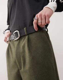 Reclaimed Vintage Wool Look Tailored Trouser In Khaki For Men -Fit Outfits Store 208110335 3