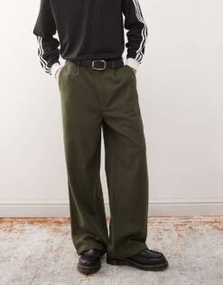 Reclaimed Vintage Wool Look Tailored Trouser In Khaki For Men -Fit Outfits Store 208110335 5