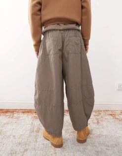 Reclaimed Vintage Baggy Barrell Leg Cargo Trousers In Khaki For Unisex -Fit Outfits Store 208174664 3
