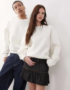 Reclaimed Vintage Unisex Boxy Sweatshirt With Fisherman Back Graphic In Ecru For Unisex -Fit Outfits Store 208186321 4