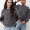 Reclaimed Vintage Unisex Textured Sweatshirt In Charcoal For Unisex -Fit Outfits Store 208200661 1 charcoal