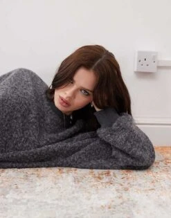 Reclaimed Vintage Unisex Textured Sweatshirt In Charcoal For Unisex -Fit Outfits Store 208200661 2