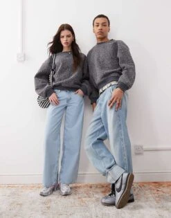 Reclaimed Vintage Unisex Textured Sweatshirt In Charcoal For Unisex -Fit Outfits Store 208200661 3