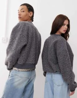 Reclaimed Vintage Unisex Textured Sweatshirt In Charcoal For Unisex -Fit Outfits Store 208200661 4