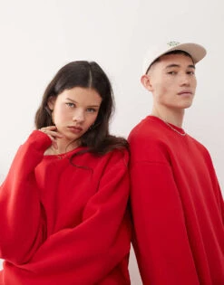 Reclaimed Vintage Unisex Boxy Jumper In Cherry Red For Unisex -Fit Outfits Store 208231314 1 red 1