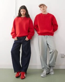 Reclaimed Vintage Unisex Boxy Jumper In Cherry Red For Unisex -Fit Outfits Store 208231314 2
