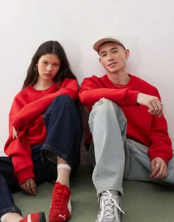 Reclaimed Vintage Unisex Boxy Jumper In Cherry Red For Unisex -Fit Outfits Store 208231314 4