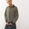 Reclaimed Vintage Waffle Polo Rugby Shirt In Green Stripe For Men Khaki Stripe -Fit Outfits Store 208282854 1 khakistripe