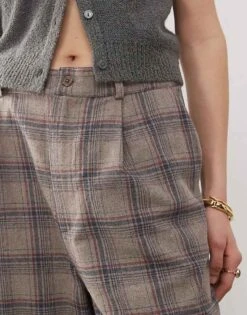 Reclaimed Vintage Unisex Wide Leg Trouser In Brown Check For Unisex -Fit Outfits Store 208295588 5