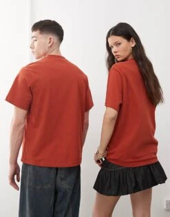 Reclaimed Vintage Unisex Oversized Embroidered Graphic T Shirt In Red For Unisex -Fit Outfits Store 208304401 4